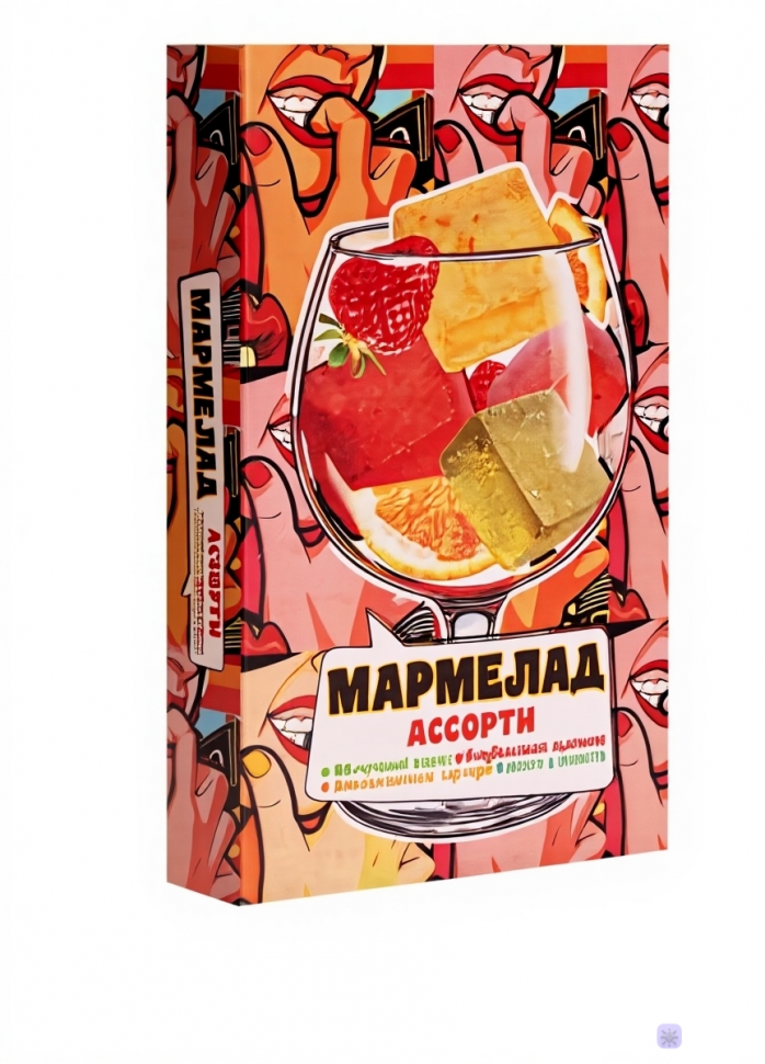  Мармелад АлкоАссорти(яблочный виски, клубничный просекко, апельсиновый вермут, лайм текила) 110г в Лянторе